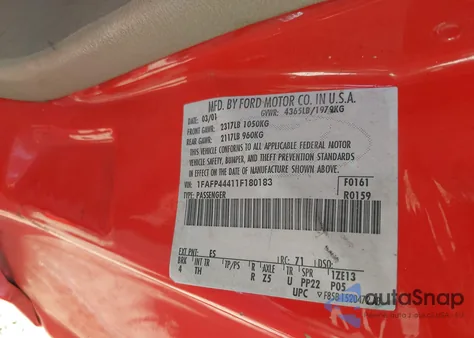 2001 Ford Mustang from USA, damaged, VIN 1FAFP44411F180183